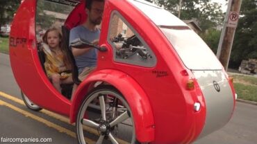 ELF solar car-bike for driver + 2 kids, equals 1800 mpg